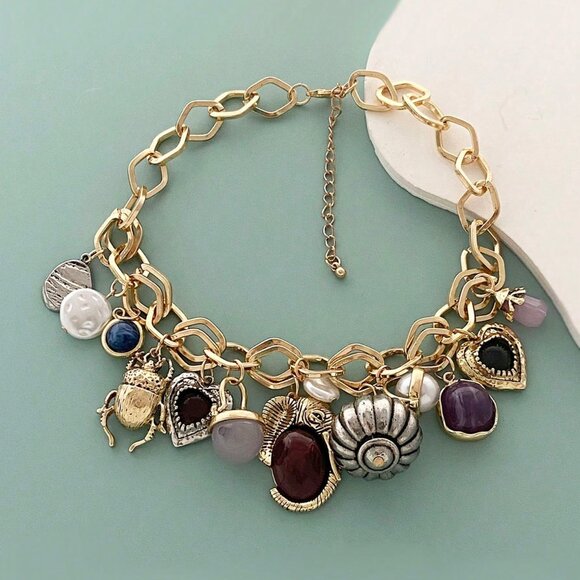 Elegant Women's Faux Pearl & Gem Animal Shape Unique necklace - Picture 1 of 4